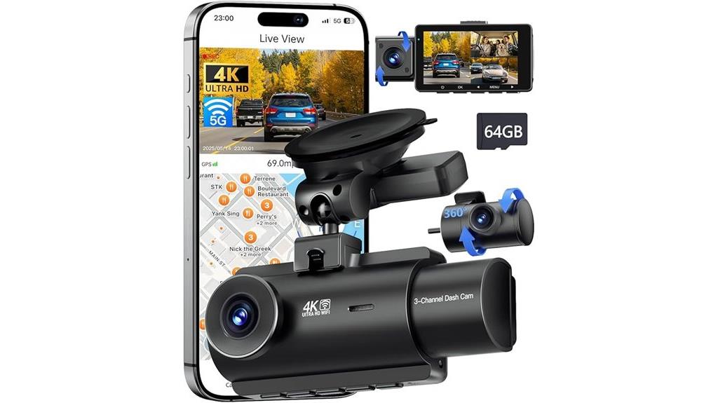 4k 3 channel dash camera