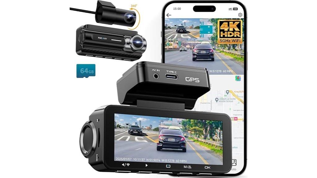 4k dual camera dash cam