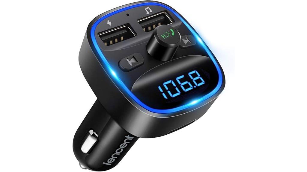 bluetooth fm transmitter with dual charging