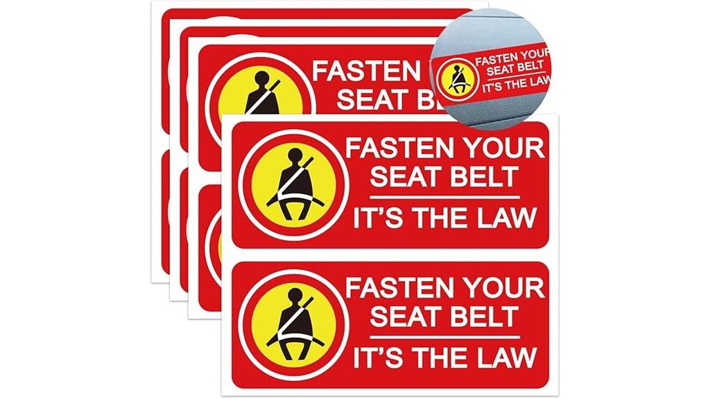 eight seat belt stickers