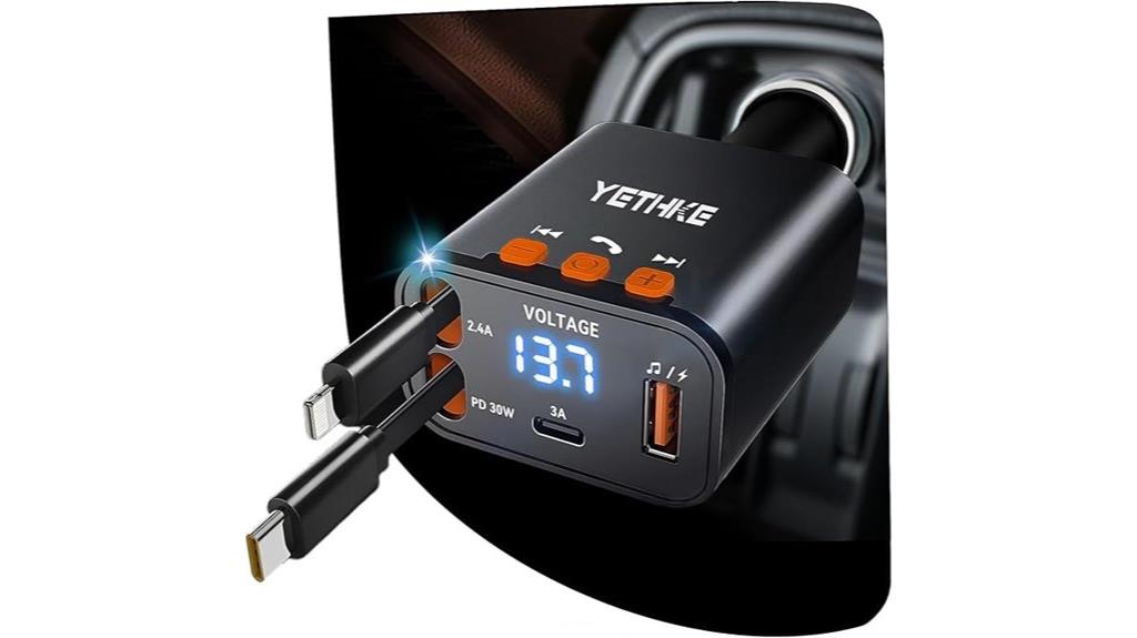 retractable bluetooth fm transmitter