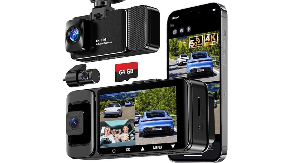 three channel 4k dash cam