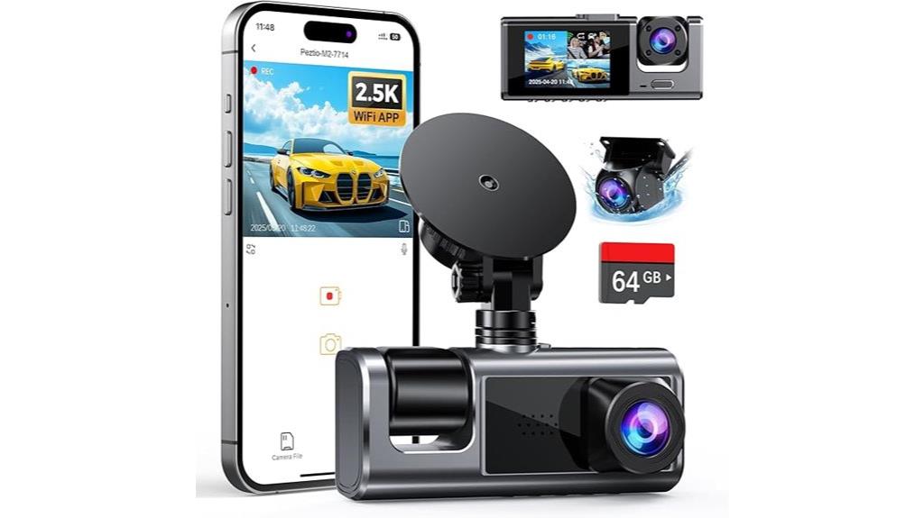 three channel wifi dash cam
