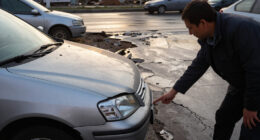Heavy Rain Causes Road Collapse In Ankara, Damaging Vehicles